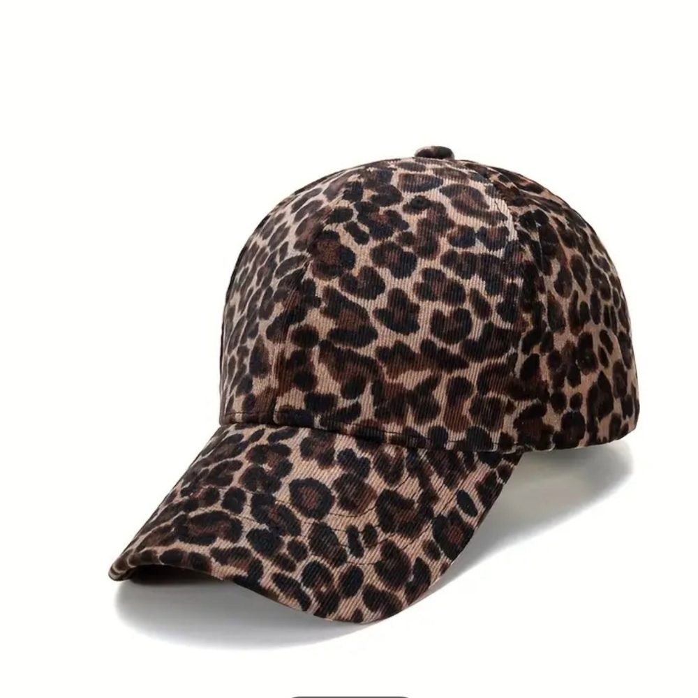 New corduroy leopard cheetah print cap